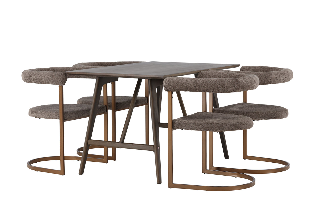 Rectangular Dining Table 80 x 120 Dark Brown + Dining Chair 2-pack Brown