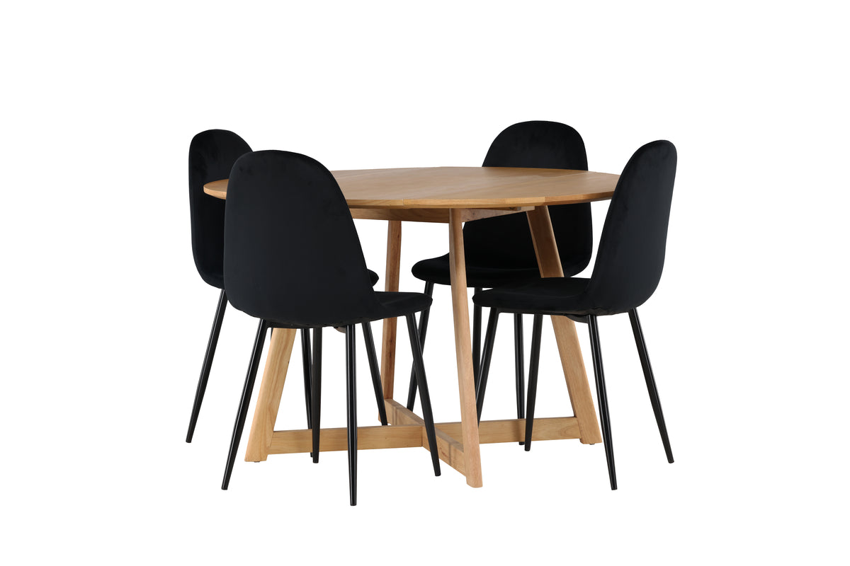 Dining Chair 2-pack Black + Round Dining Table ø120 Brown