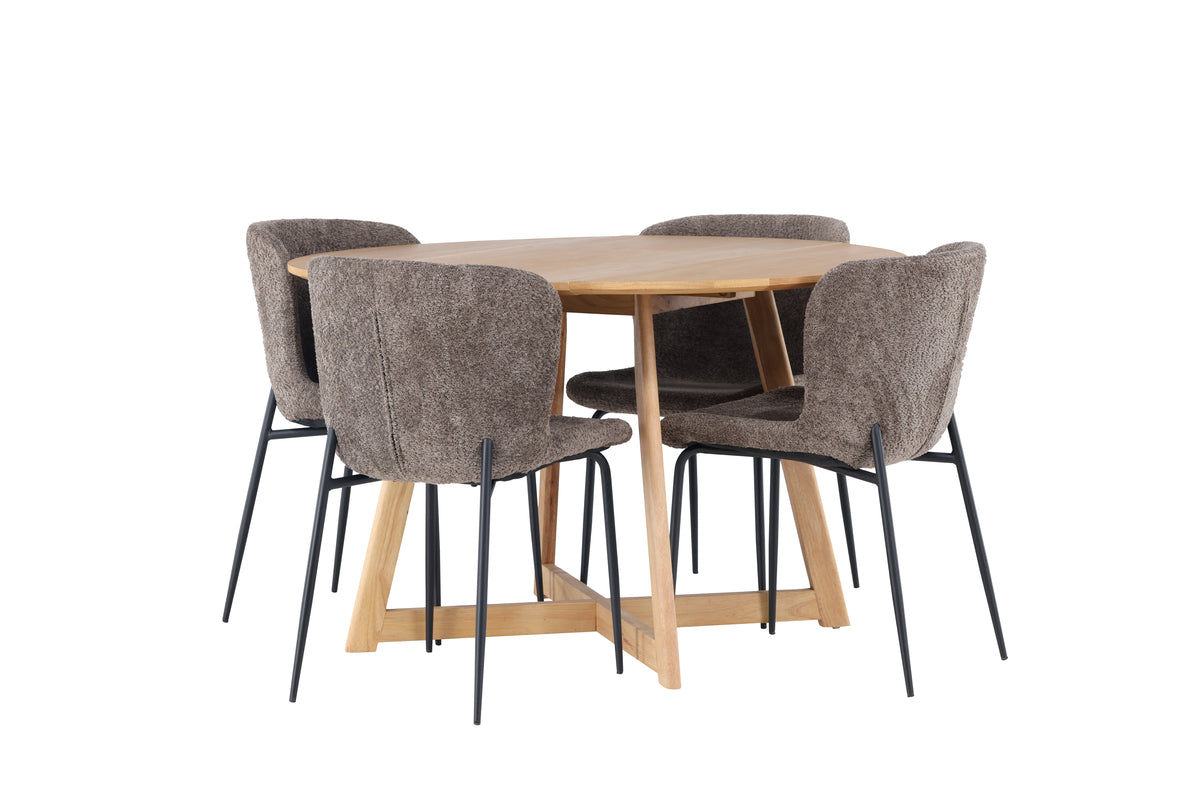 Dining Chair 2-pack Dark Grey + Round Dining Table ø120 Brown