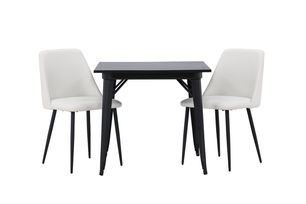 Rectangular Dining Table 80 x 80 Black + Dining Chair 2-pack White