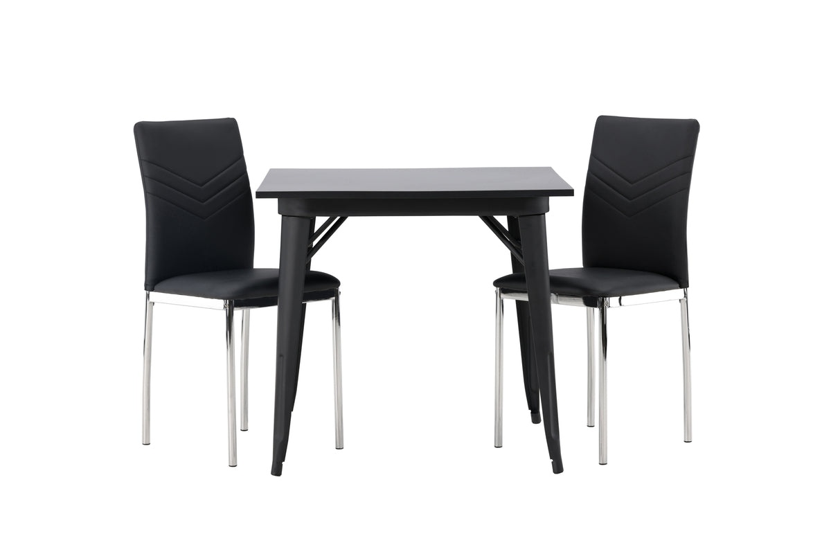 Rectangular Dining Table 80 x 80 Black + Dining Chair 2-pack Black