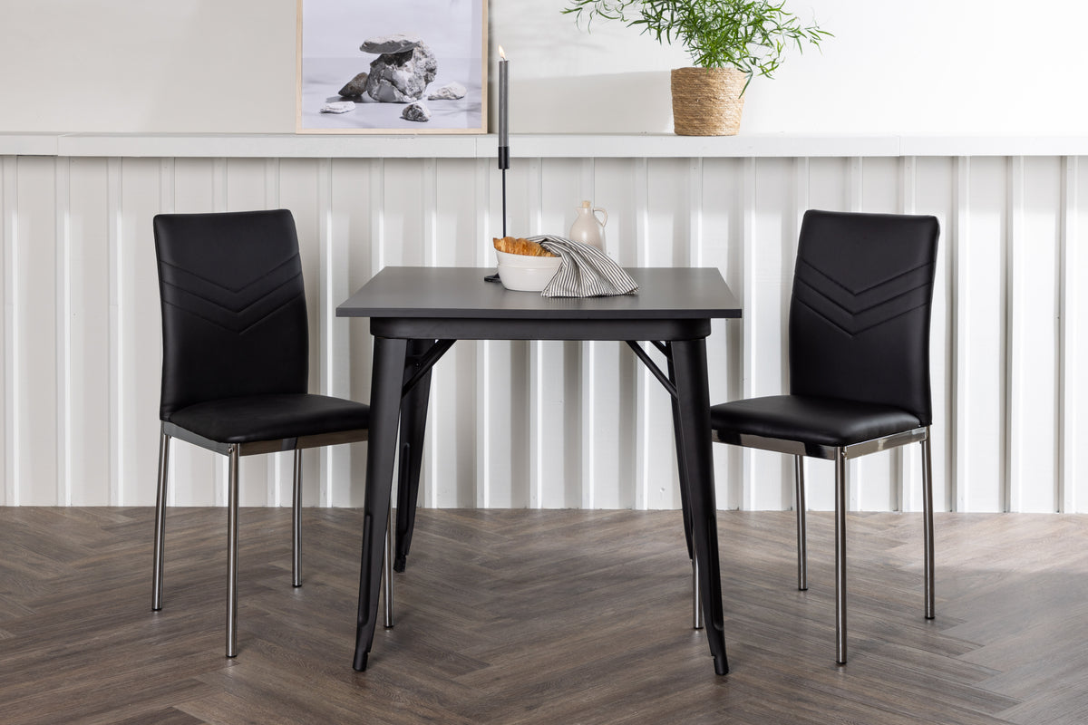 Rectangular Dining Table 80 x 80 Black + Dining Chair 2-pack Black