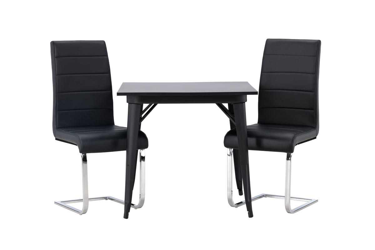 Rectangular Dining Table 80 x 80 Black + Dining Chair 2-pack Black