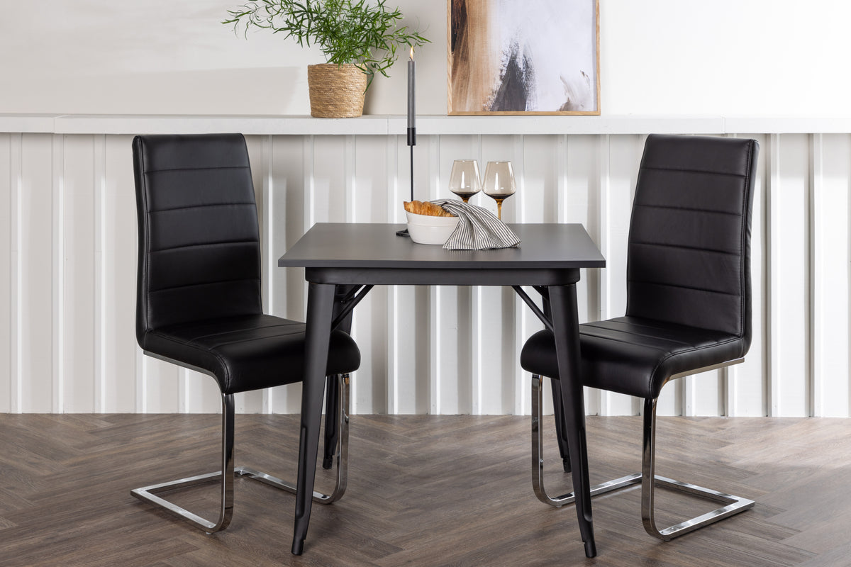 Rectangular Dining Table 80 x 80 Black + Dining Chair 2-pack Black