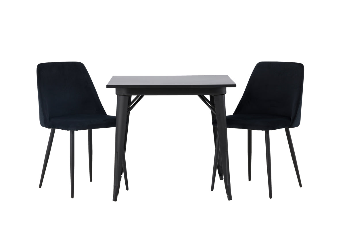 Rectangular Dining Table 80 x 80 Black + Dining Chair 2-pack Black