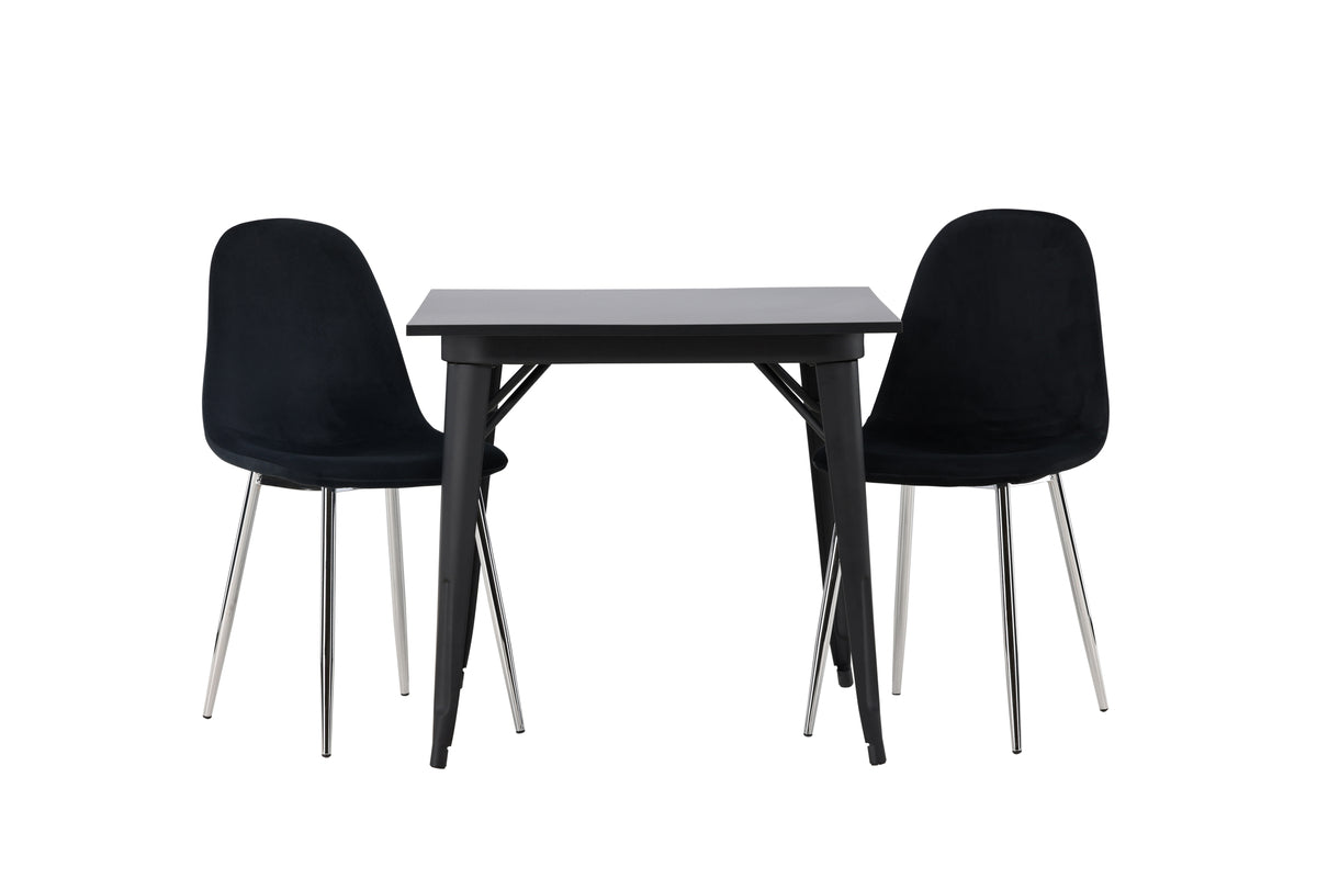 Rectangular Dining Table 80 x 80 Black + Dining Chair 2-pack Black