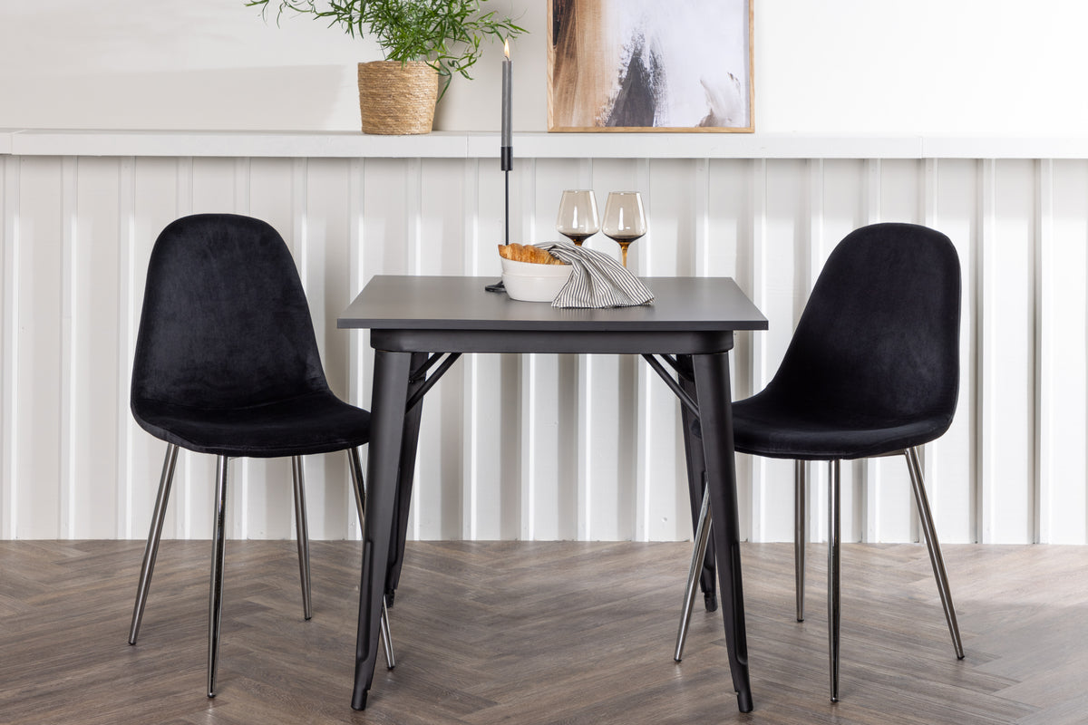 Rectangular Dining Table 80 x 80 Black + Dining Chair 2-pack Black