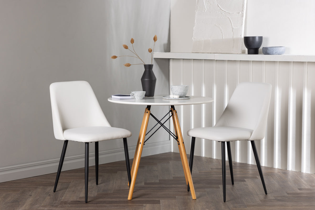 Round Dining Table ø60 White + Dining Chair 2-pack White
