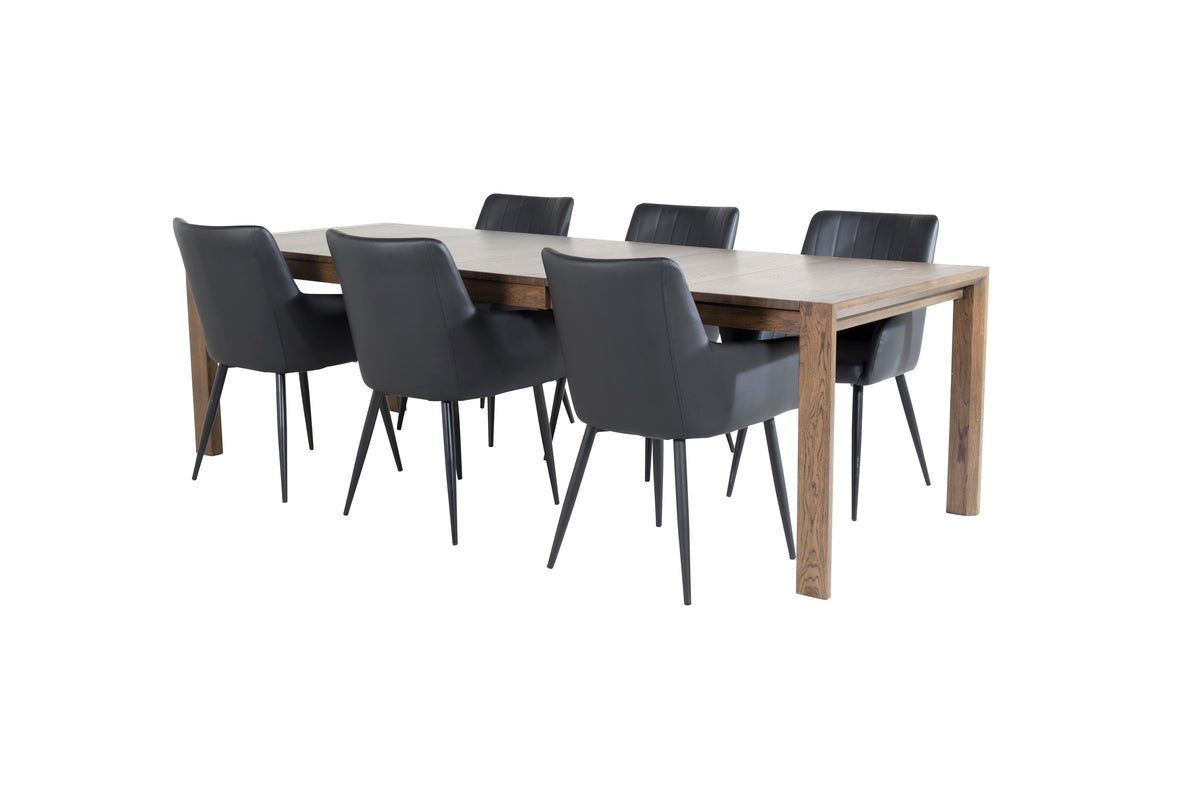 Rectangular Dining Table 75 x 170 x 95 Nature + Dining Chair 2-pack Black