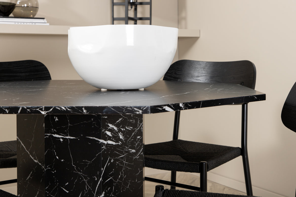 Round Dining Table ø110 Black + Dining Chair 2-pack Black