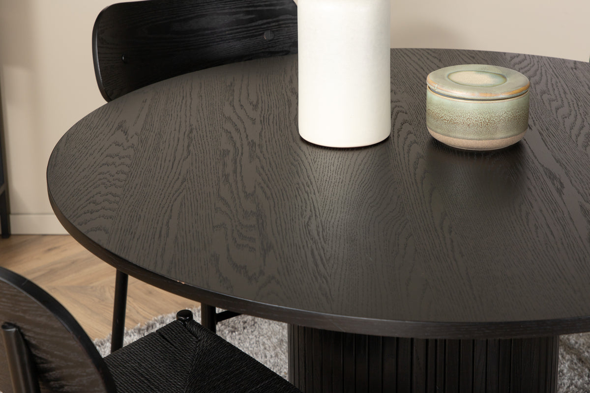 Round Dining Table ø110 Black + Dining Chair 2-pack Black