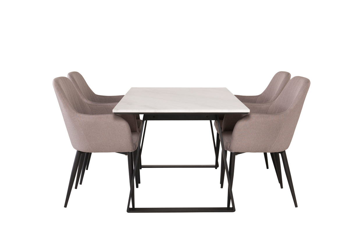 Rectangular Dining Table 75 x 140 x 90 Black + Dining Chair 2-pack Grey