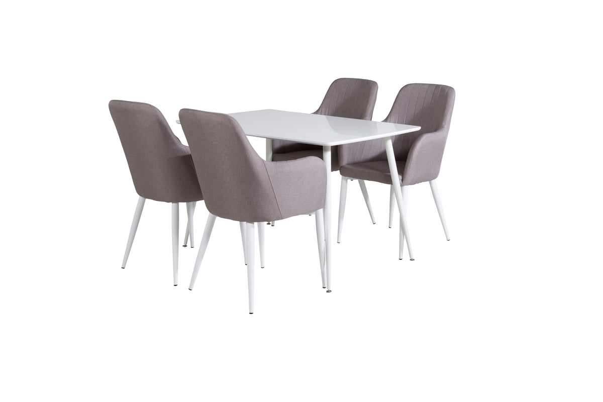 Rectangular Dining Table 75 x 120 x 80 White + Dining Chair 2-pack Grey