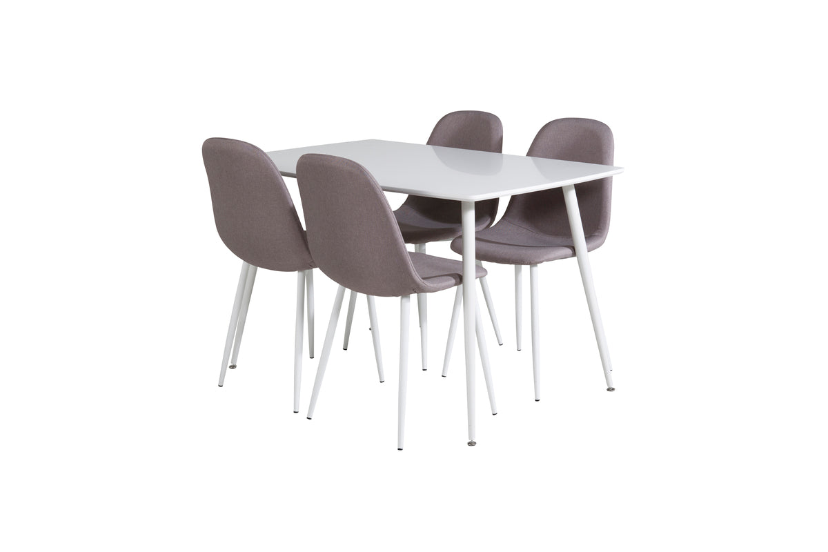 Rectangular Dining Table 75 x 120 x 80 White + Dining Chair Grey