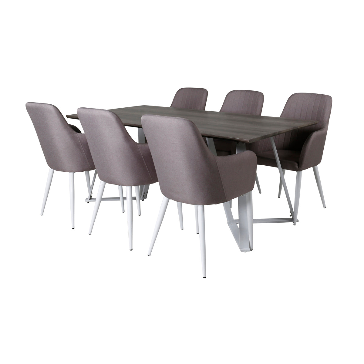 Rectangular Dining Table 180 x 75 x 90 Grey + Dining Chair 2-pack Grey