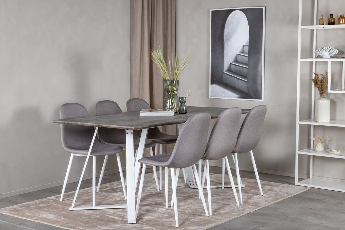 Rectangular Dining Table 180 x 75 x 90 Grey + Dining Chair Grey