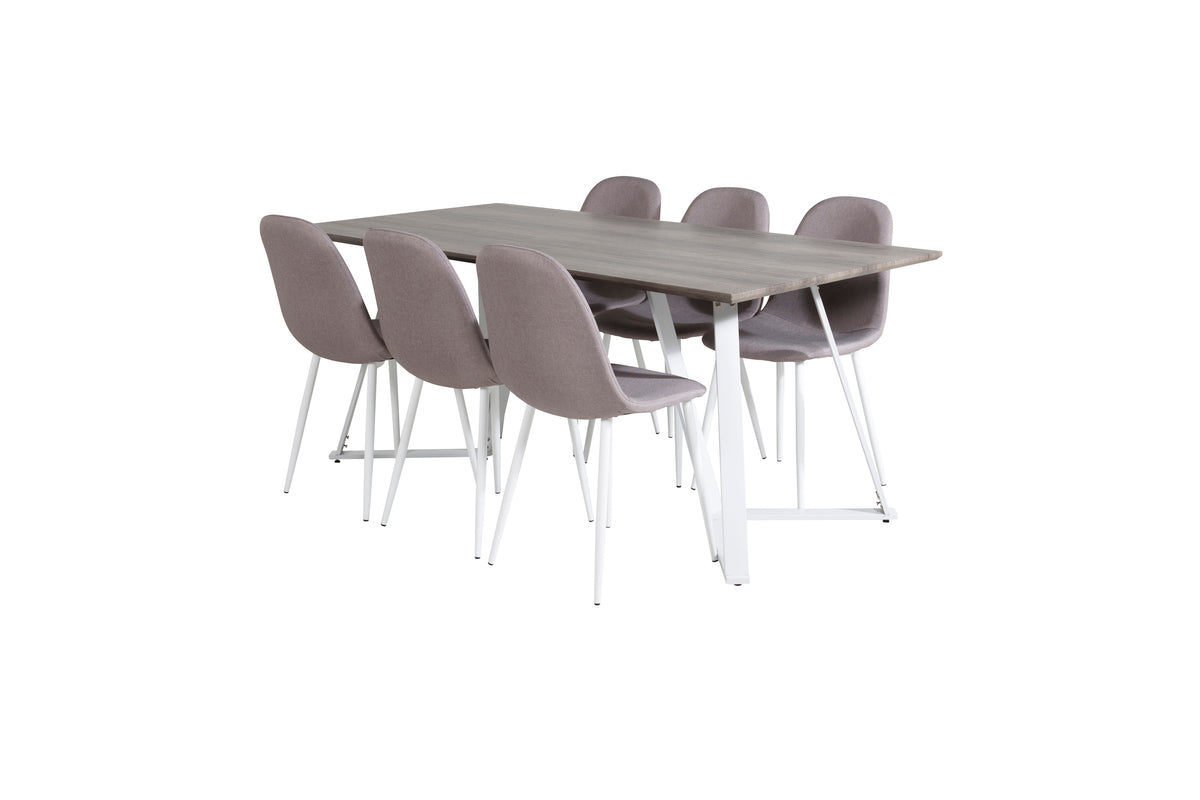 Rectangular Dining Table 180 x 75 x 90 Grey + Dining Chair Grey