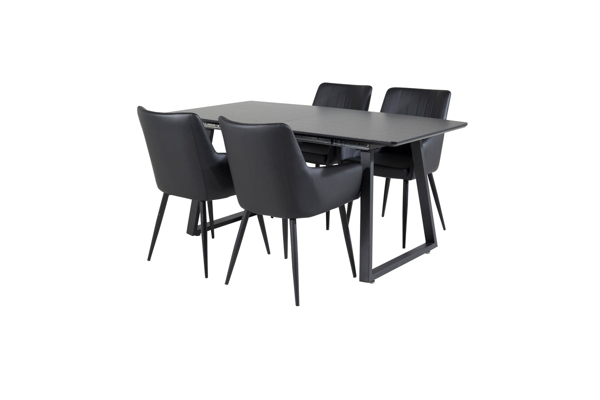 Rectangular Dining Table 75 x 160 x 85 Black + Dining Chair 2-pack Black
