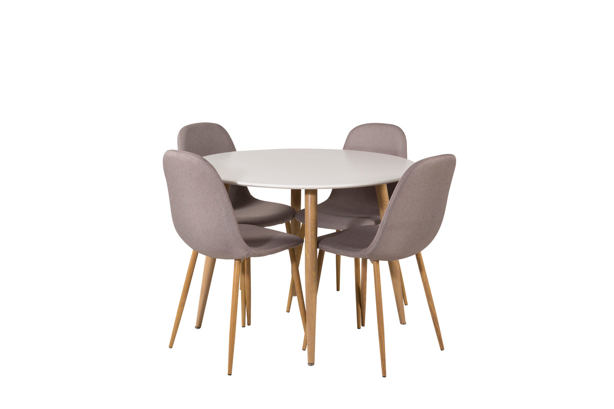 Dining Chair 2-pack Grey + Round Dining Table ø100 White
