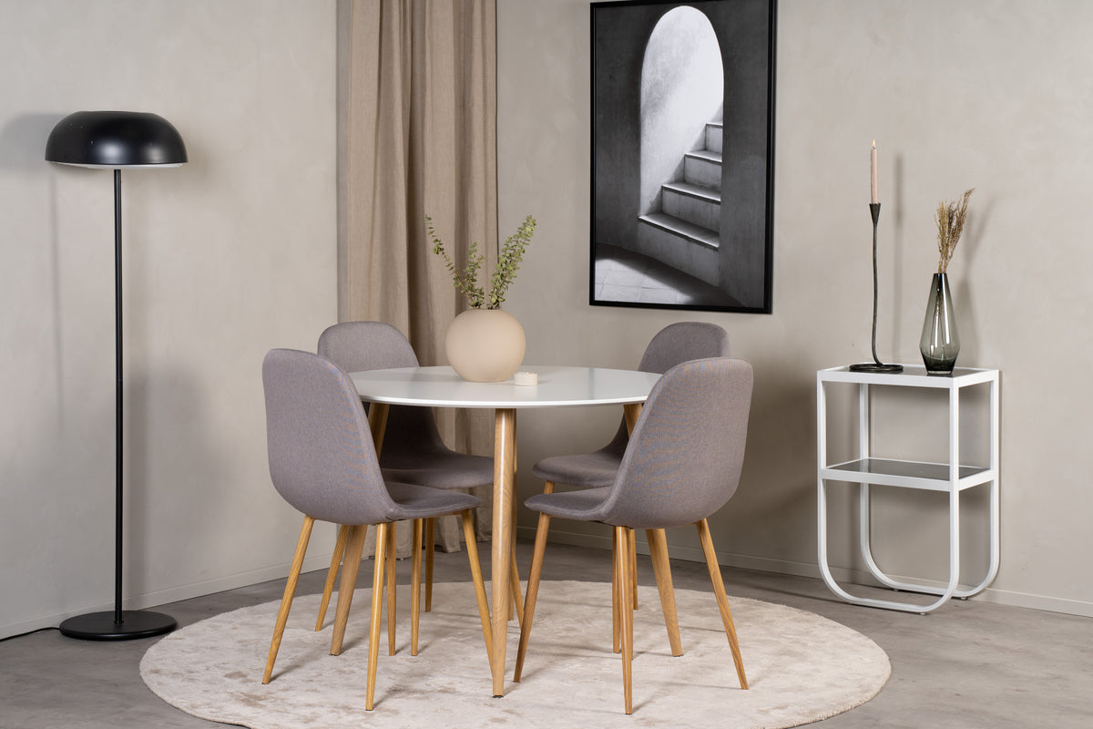Dining Chair 2-pack Grey + Round Dining Table ø100 White
