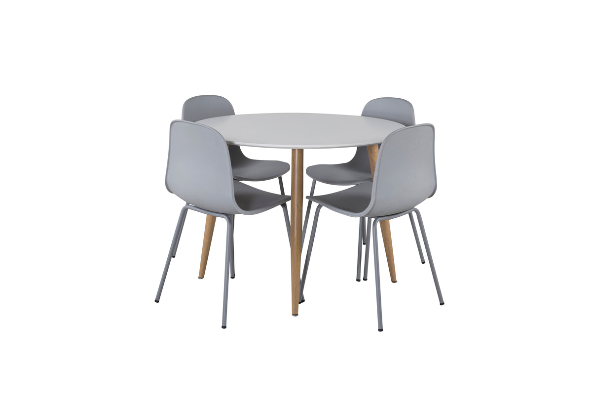 Dining Chair 2-pack Grey + Round Dining Table ø100 White