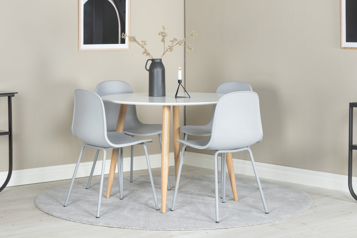 Dining Chair 2-pack Grey + Round Dining Table ø100 White