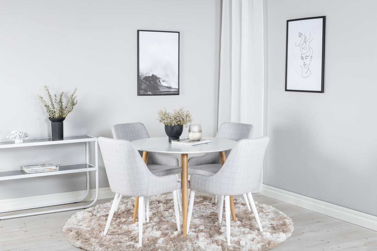 Dining Chair 2-pack Grey + Round Dining Table ø100 White