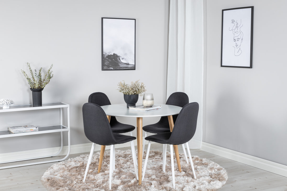 Dining Chair 2-pack Black + Round Dining Table ø100 White