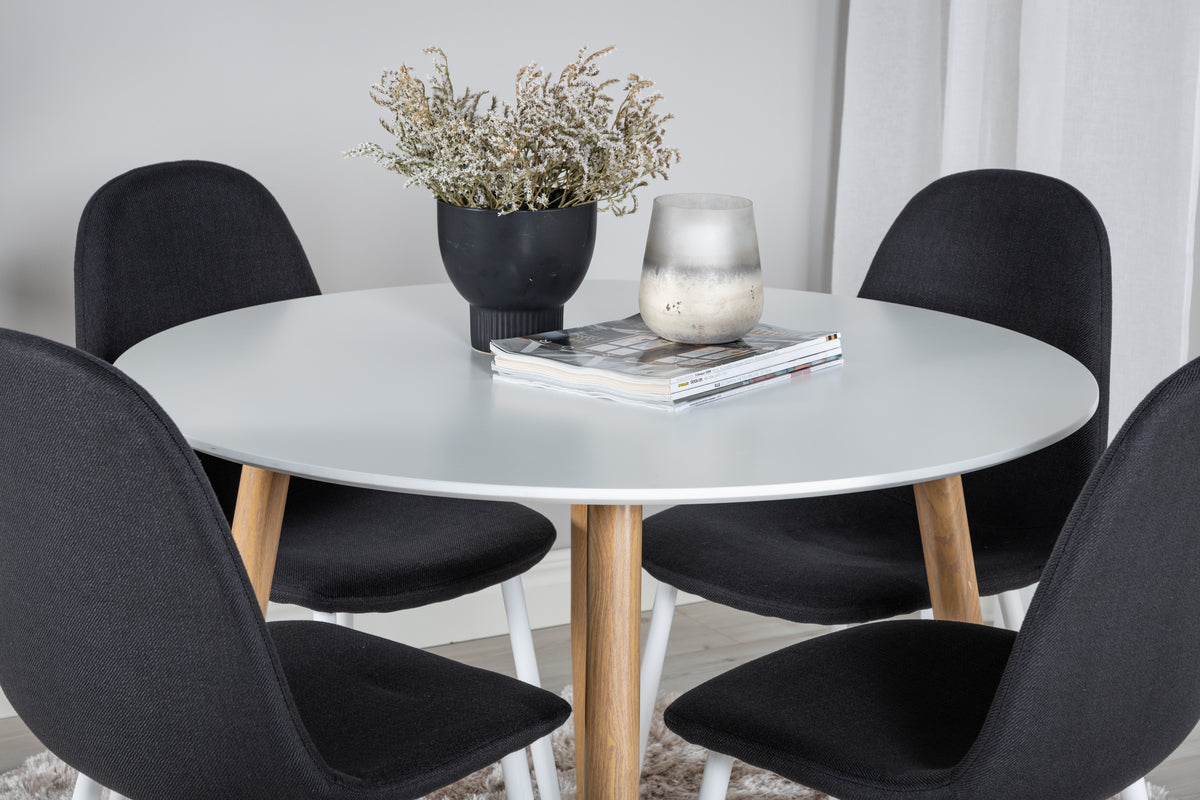 Dining Chair 2-pack Black + Round Dining Table ø100 White