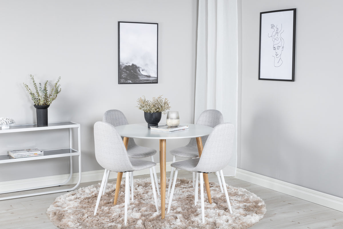 Dining Chair 2-pack Grey + Round Dining Table ø100 White