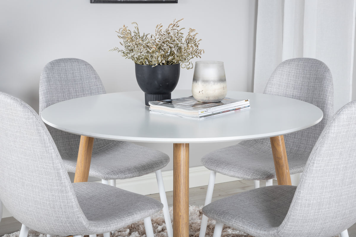 Dining Chair 2-pack Grey + Round Dining Table ø100 White