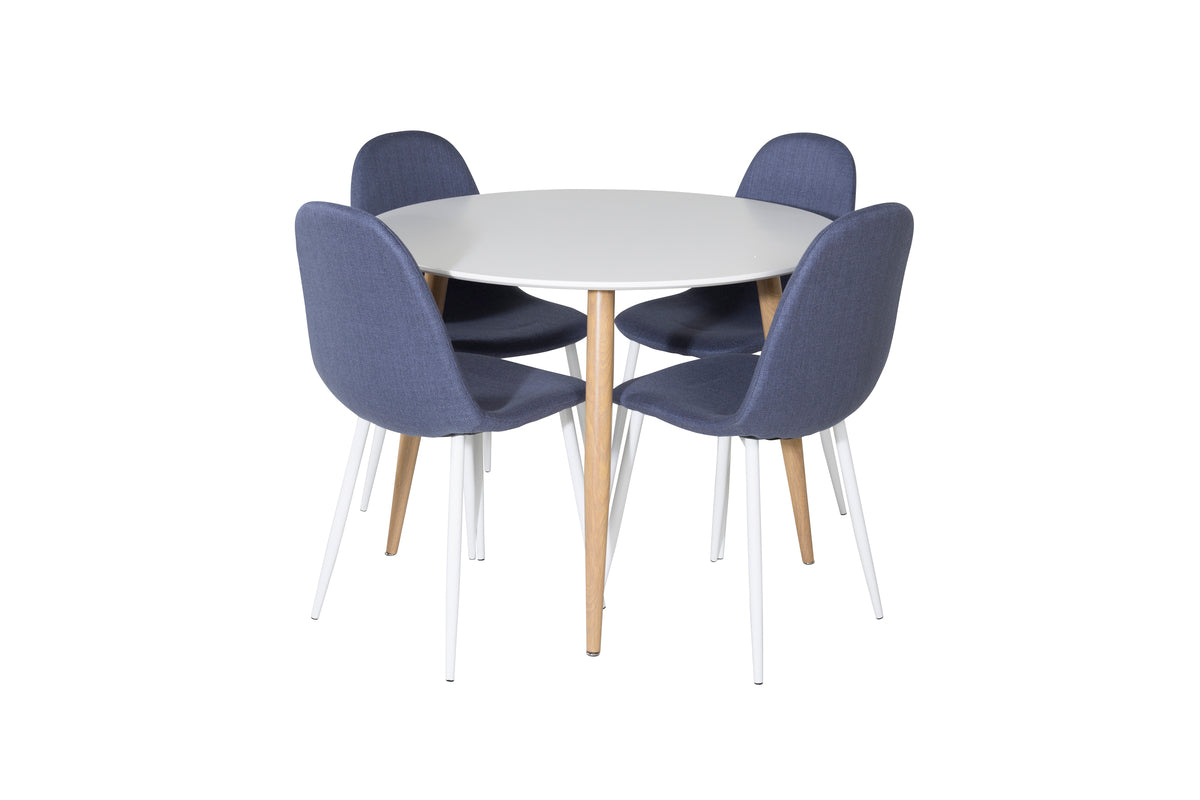 Dining Chair 2-pack Blue + Round Dining Table ø100 White