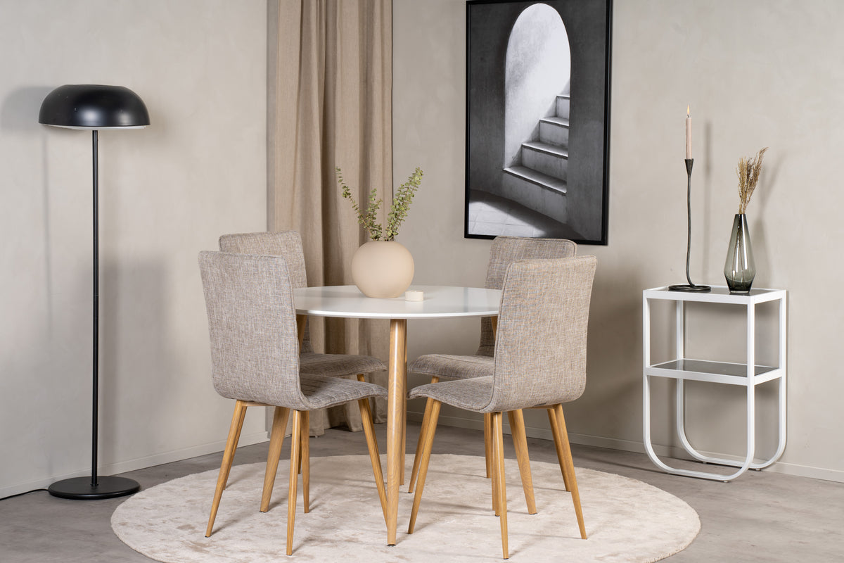 Dining Chair 2-pack Light Grey + Round Dining Table ø100 White