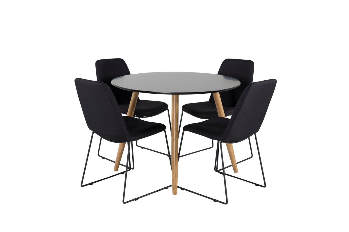 Dining Chair 2-pack Black + Round Dining Table ø100 Black