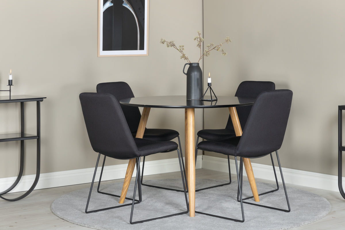 Dining Chair 2-pack Black + Round Dining Table ø100 Black