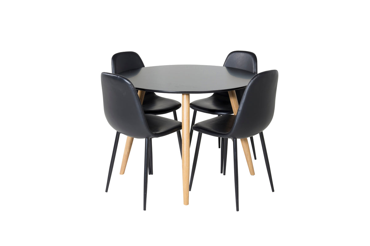 Dining Chair 2-pack Black + Round Dining Table ø100 Black