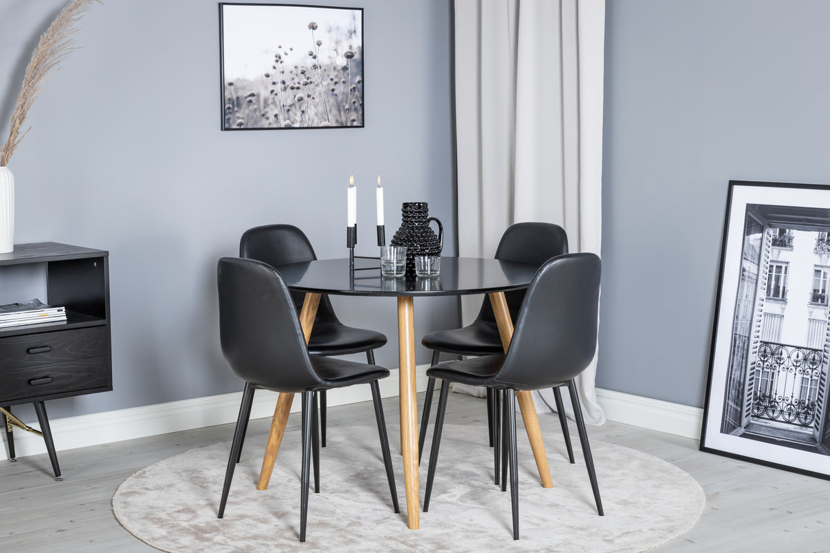 Dining Chair 2-pack Black + Round Dining Table ø100 Black