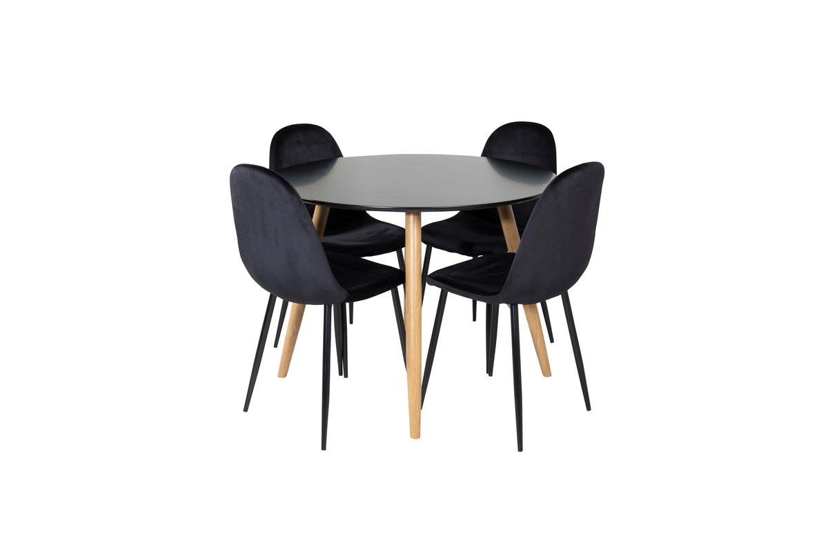 Dining Chair 2-pack Black + Round Dining Table ø100 Black