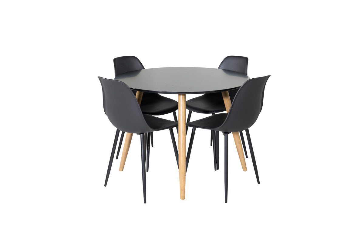 Dining Chair 2-pack Black + Round Dining Table ø100 Black