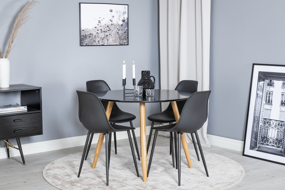 Dining Chair 2-pack Black + Round Dining Table ø100 Black