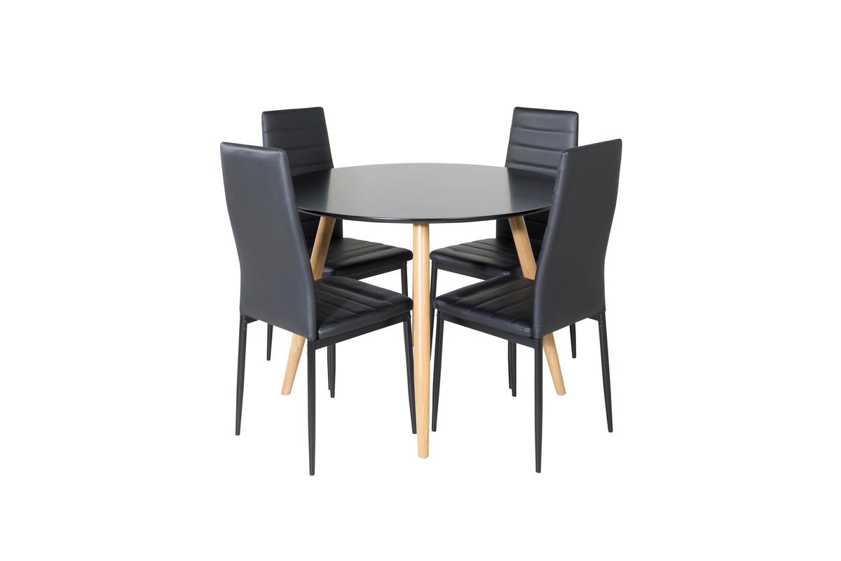 Dining Chair 2-pack Black + Round Dining Table ø100 Black