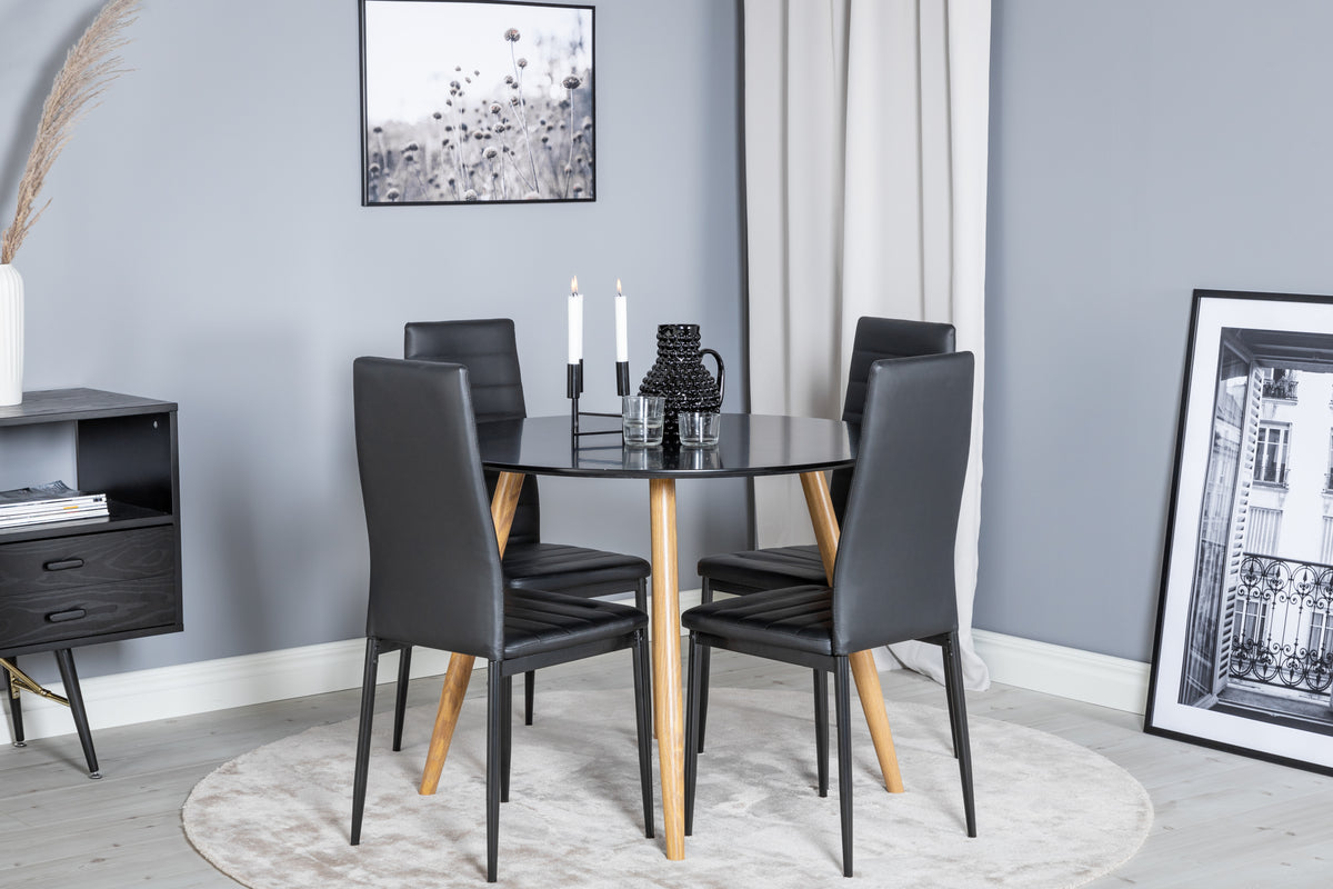 Dining Chair 2-pack Black + Round Dining Table ø100 Black