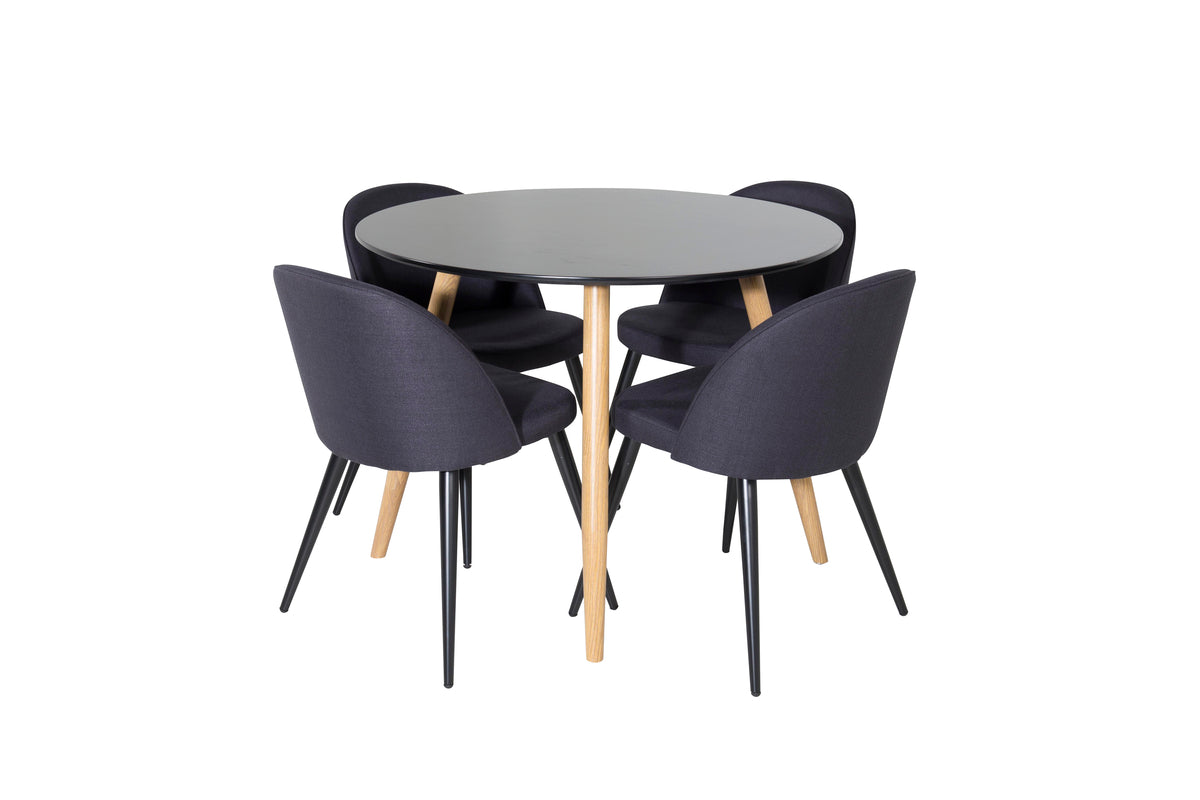 Dining Chair 2-pack Black + Round Dining Table ø100 Black