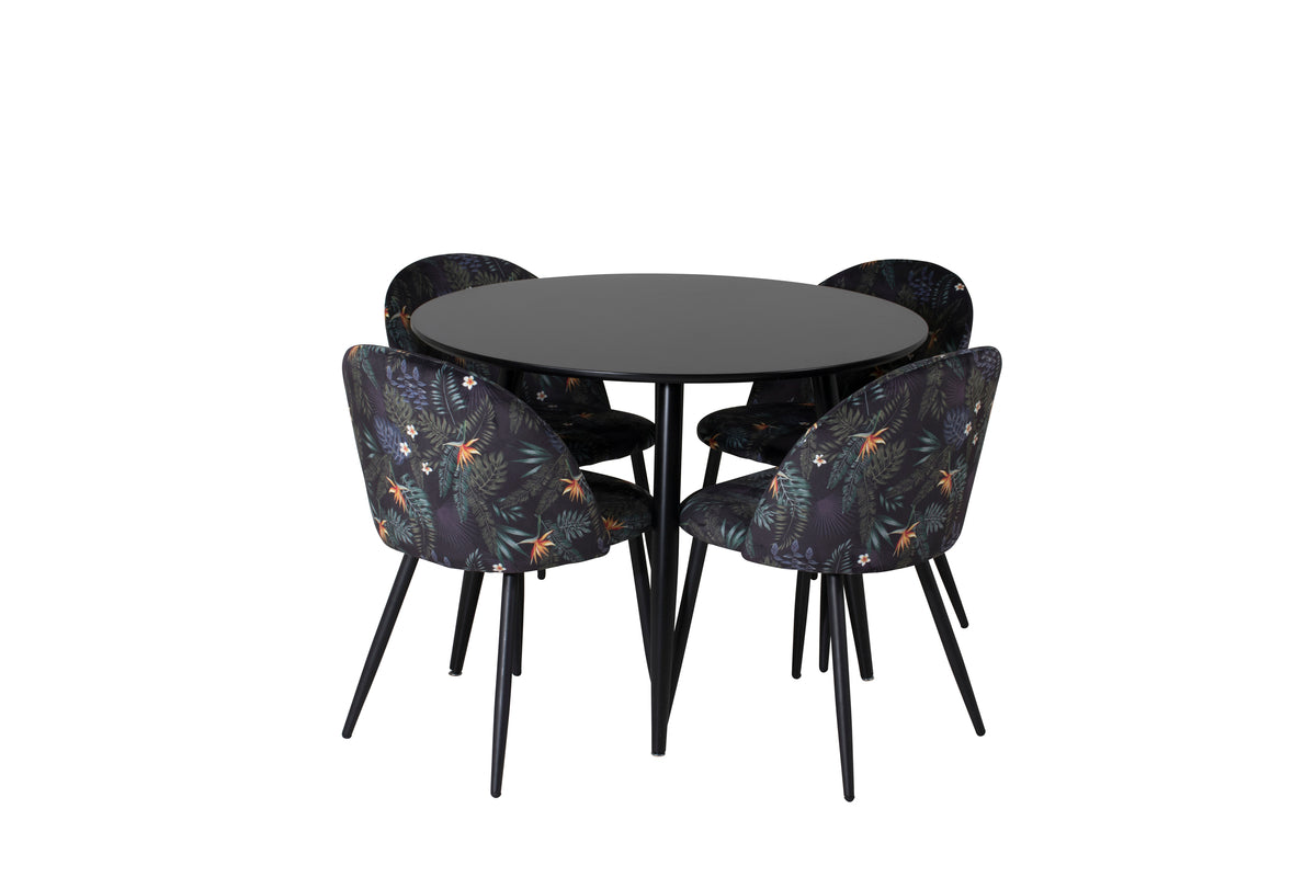 Dining Chair 2-pack Black + Round Dining Table ø100 Black