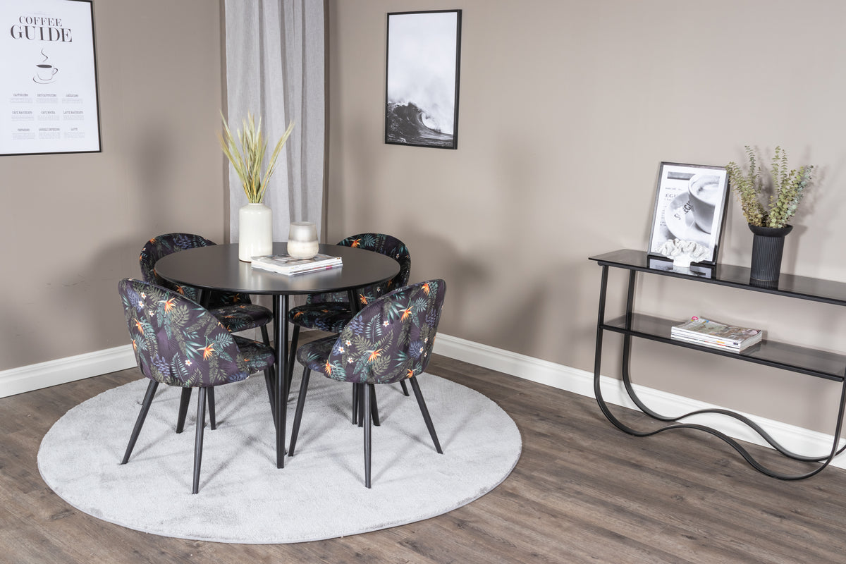 Dining Chair 2-pack Black + Round Dining Table ø100 Black