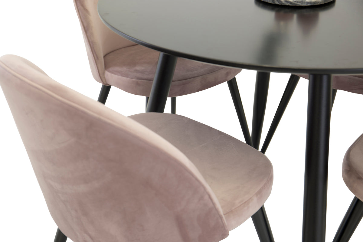 Dining Chair 2-pack Dusty Pink + Round Dining Table ø100 Black