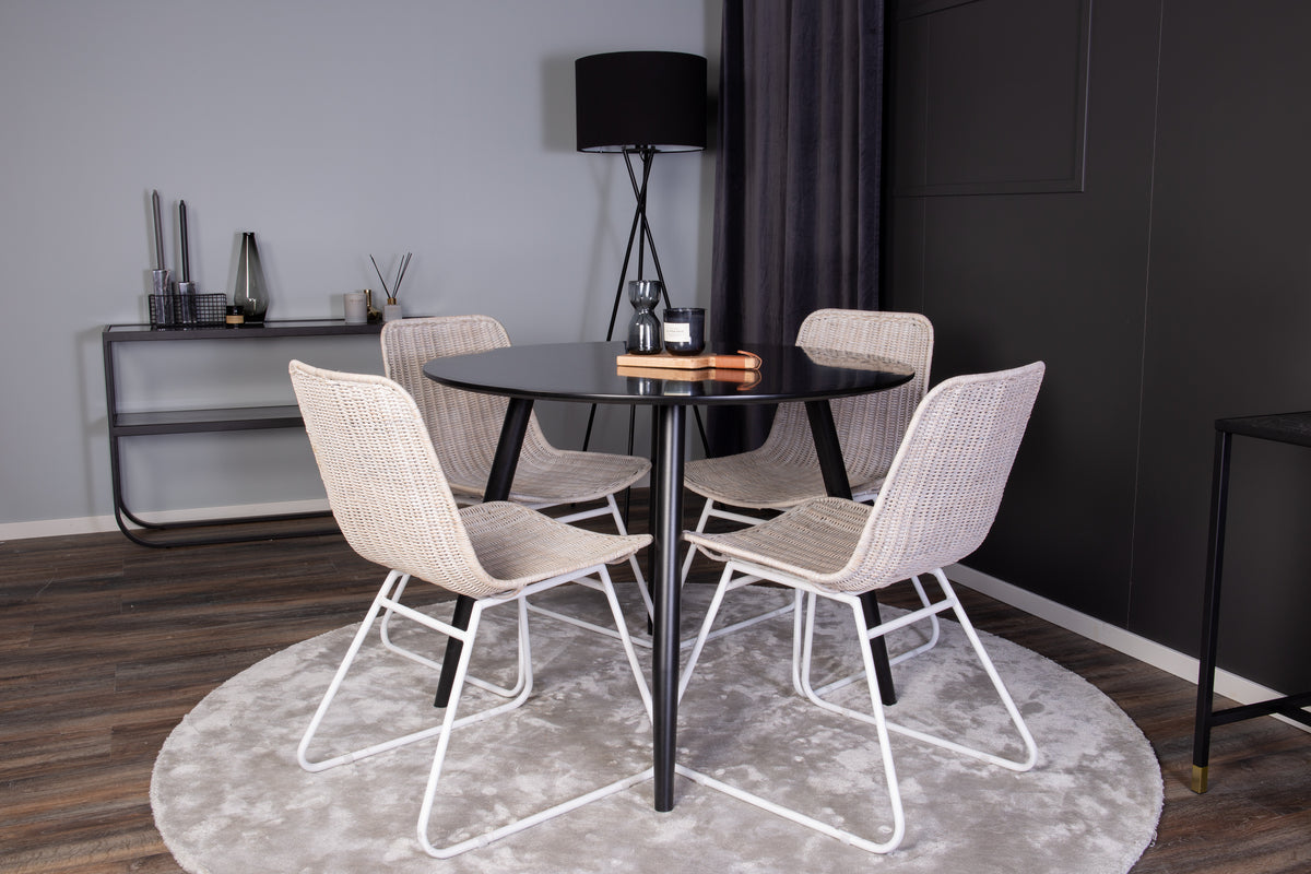 Dining Chair 2-pack White + Round Dining Table ø100 Black