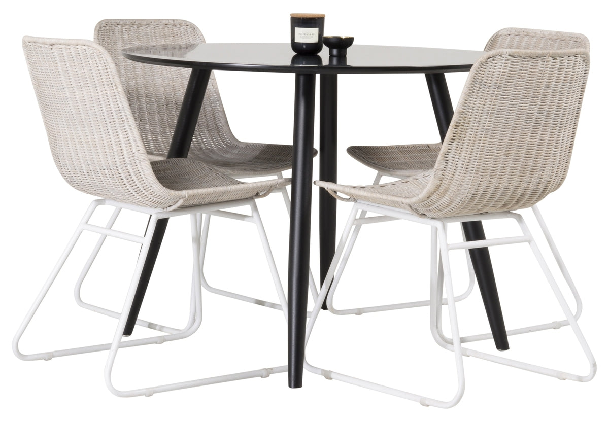 Dining Chair 2-pack White + Round Dining Table ø100 Black