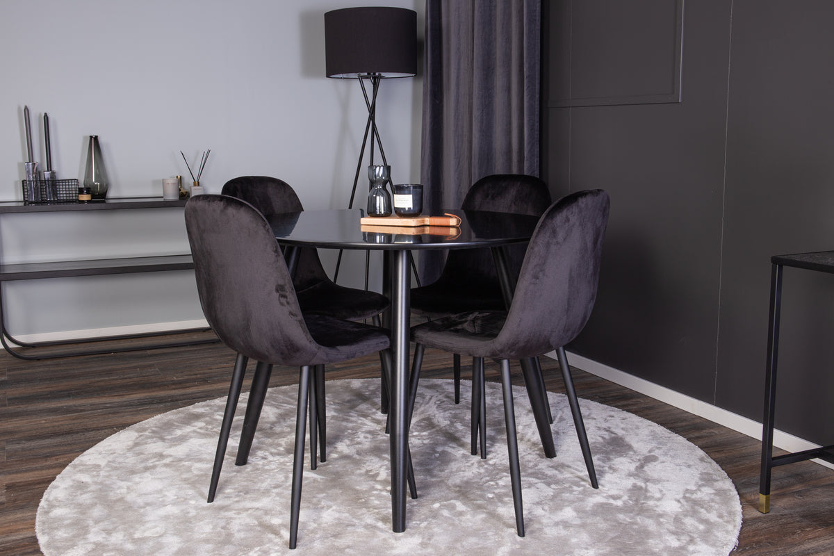 Dining Chair 2-pack Black + Round Dining Table ø100 Black