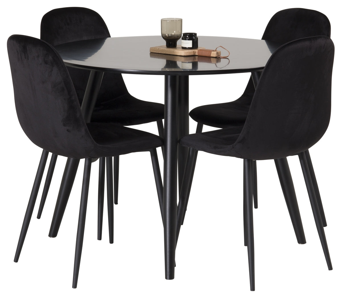 Dining Chair 2-pack Black + Round Dining Table ø100 Black